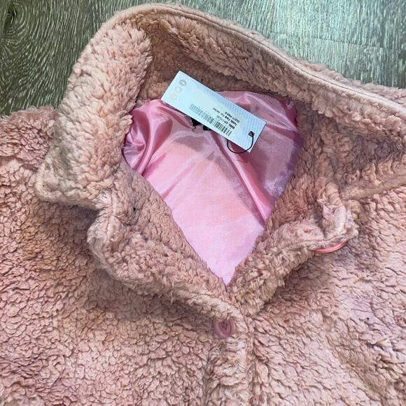 NWT Small Pink Faux Fur Vegan Teddy Jacket Mauve Dusty Coat Shacket Shaggy‎ - Picture 4 of 5